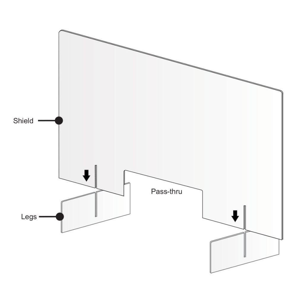 Custom Barrier is built from 1/4 inch Thick Clear Plastic With a Custom Slot and Radius Corners Built to Fit Your Space